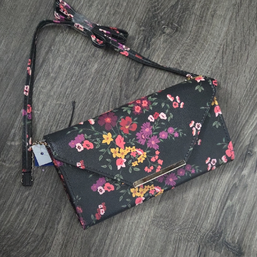 Floral Black Clutch Bag